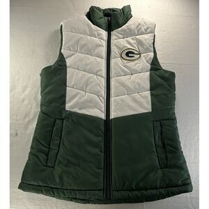 G-III Green Bay Packers Puffer Vest Jacket Womens Medium Green NFL Official Coat